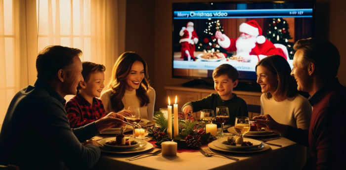 Families celebrating Christmas